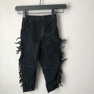 Vintage suede leather black fringe motorcycle pants size 4